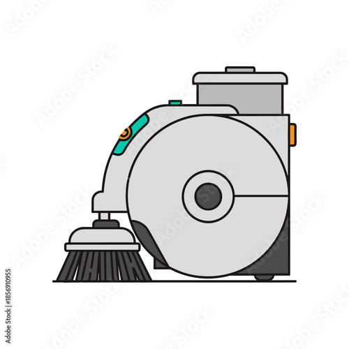 Industrial floor scrubber machine vector illustration isolated on a white background.