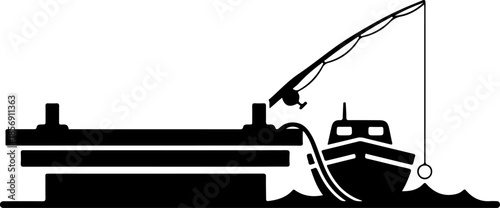 Fishing Icon Vector – Minimal Fish Hook Logo Design