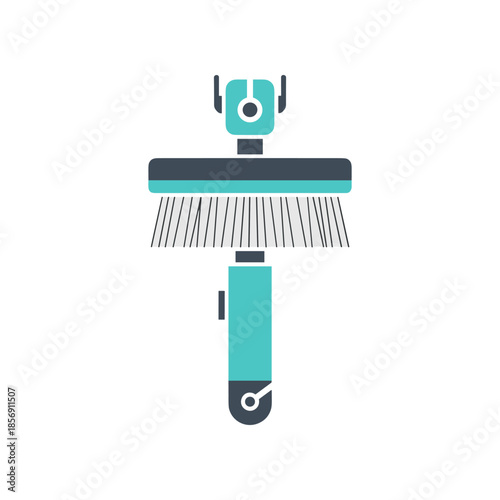 Modern robotic cleaning device with brush and handle for efficient surface cleaning.