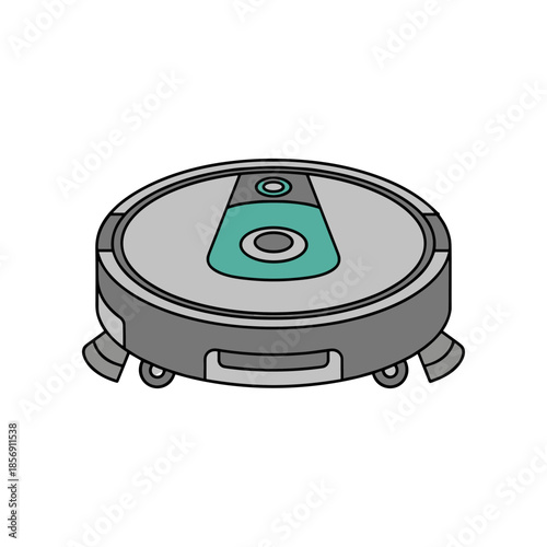 Modern Robotic Vacuum Cleaner Illustration.