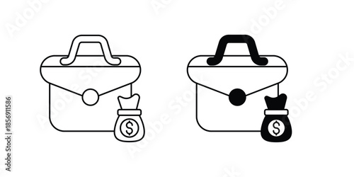 Business Income set icon with white background vector stock illustration