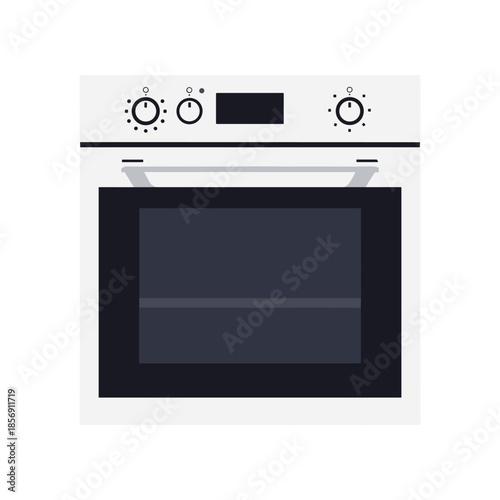 Modern White BuiltIn Oven with Digital Display and Sleek Design.