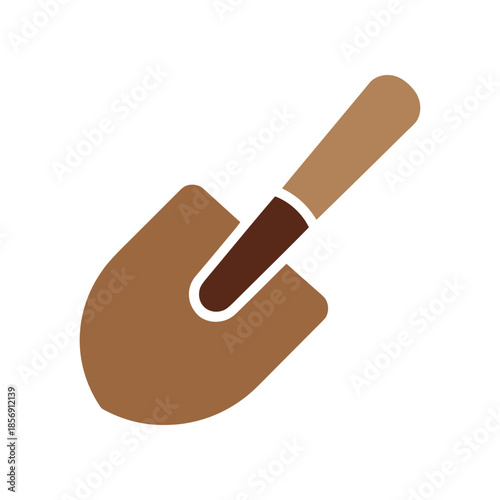 Simple brown shovel icon for gardening and digging tasks.
