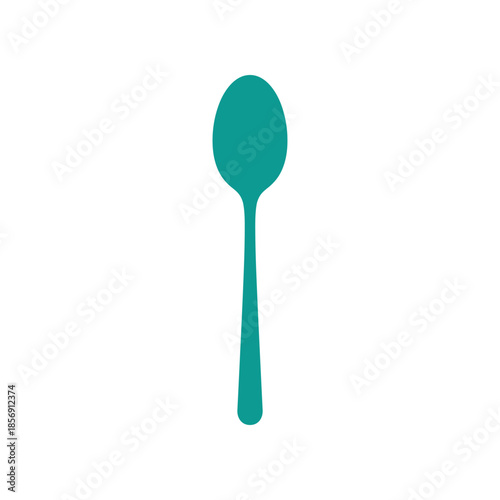 Simple Teal Spoon Utensil Isolated on White Background.