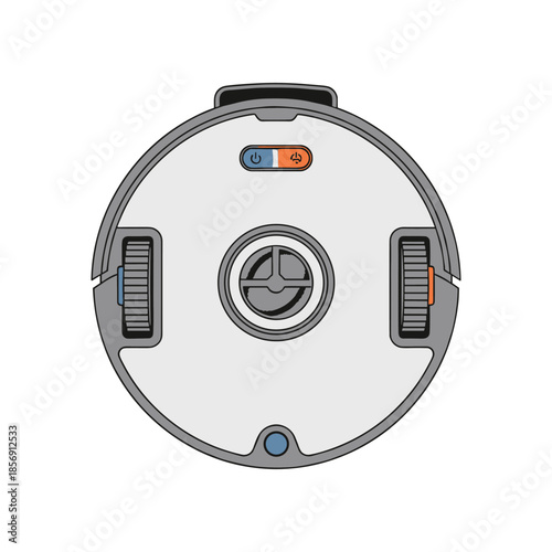TopDown View of a Round Robot Vacuum Cleaner.