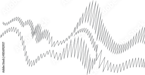 Black and white abstract line with jagged irregular waveform pattern
