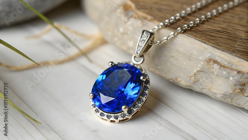 A captivating blue gemstone pendant—deep sapphire-blue with flashes of electric cerulean