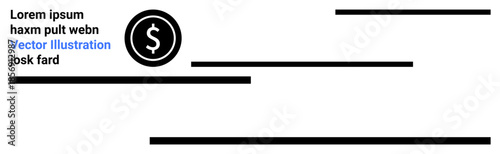 Financial services, branding templates, marketing, economy concepts, business planning, digital graphics. A dollar symbol and linear text layout. Financial services and branding template concept