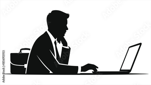 Professional businessman watching e‑learning video on laptop, adult online training, corporate education, remote work, workplace upskilling, digital learning, distance professional development 