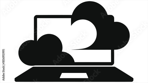 Cloud Based E‑Learning Concept Icon – Online Education Laptop with Cloud Storage, Distance Learning Platform, Remote Study, Digital Course Library, Virtual Classroom Technology
