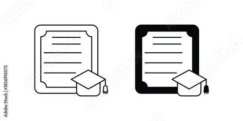 Higher Education set icon with white background vector stock illustration
