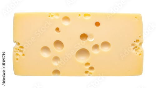 Photos Swiss cheese block isolated PNG, yellow dairy product with holes on transparent