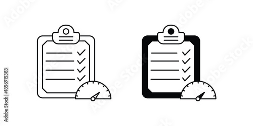 Performance Report set icon with white background vector stock illustration