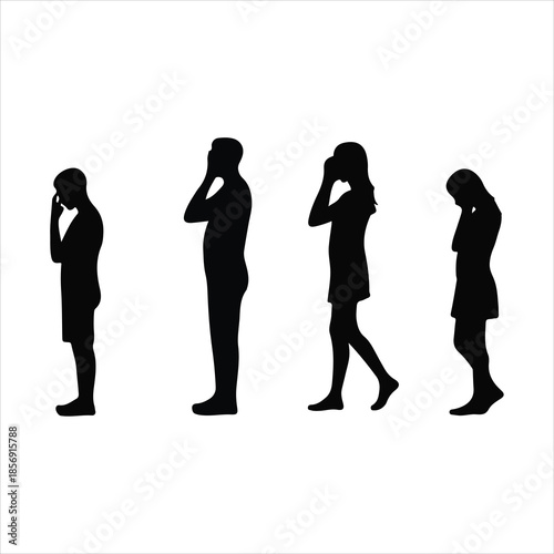 Set of vector avatar profile icon in silhouettes.