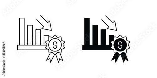 Poor Performance set icon with white background vector stock illustration