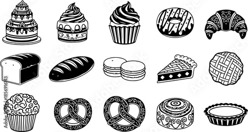 Hand Drawn Bakery & Dessert Icon Set