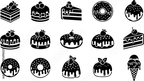 Wedding Cake Silhouette Icon Set