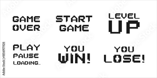 Basic Retro Pixel Game UI Elements Pack Text effect Collection