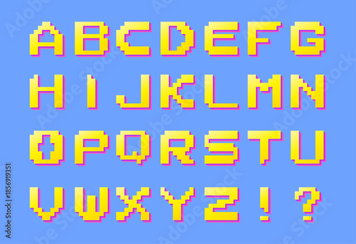 Retro 8-bit Pixel Art Alphabet Font UI Elements