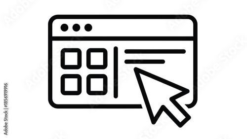 Web Browser Interface With Cursor Icon And Grid Layout Illustration
