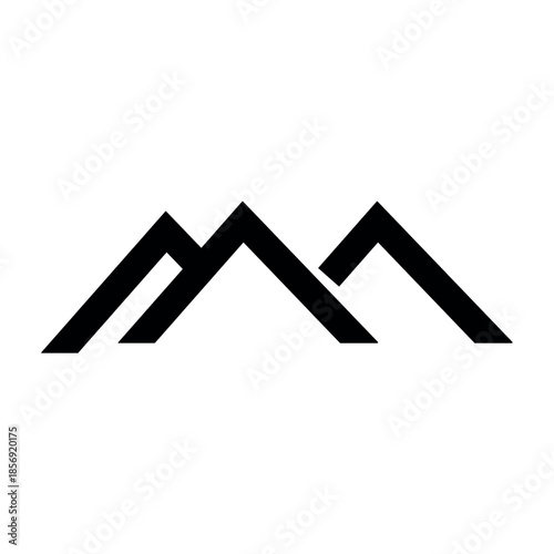 Minimalist Geometric Mountain Peaks Silhouette Vector Icon