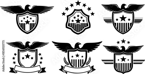 Patriotic Eagle & Shield Emblem Icon Set