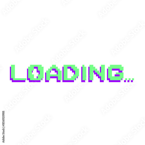 Vibrant Neon Pixelated Loading Text Message Icon