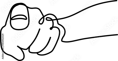 Minimalist line art drawing of a hand pointing forward, gesture