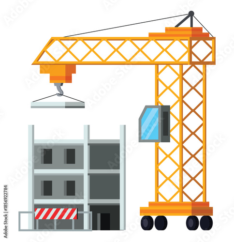 Construction crane and building under construction