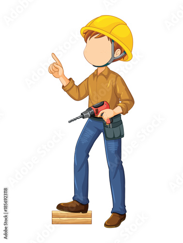 Construction worker with drill and tool belt builder