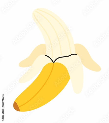 Open yellow banana. Flat vector illustration.