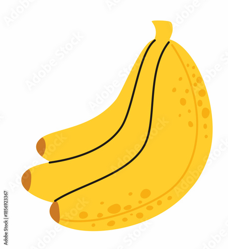 Bunch of yellow bananas. Flat vector illustration.