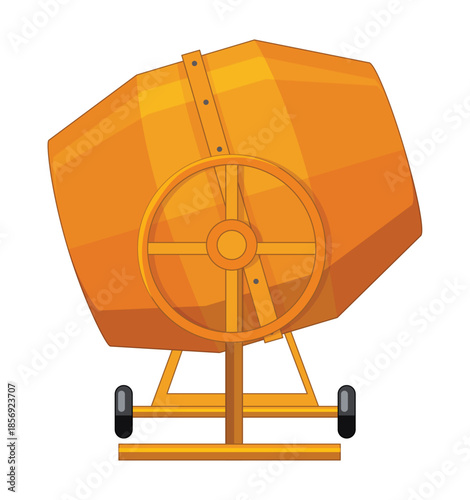 Orange Concrete Mixer on White Background cement mixer