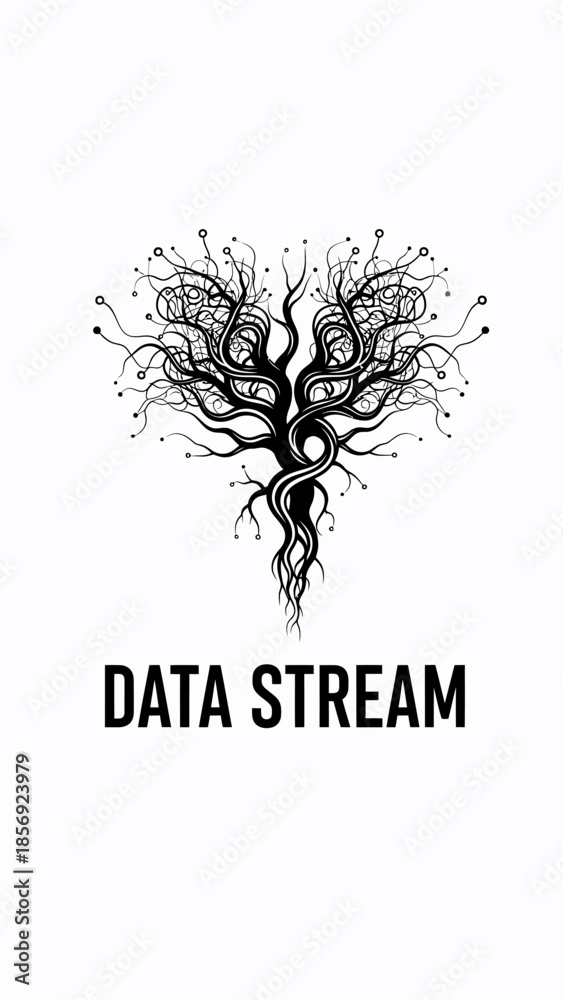 Obraz premium Tree shaped data stream illustration design.