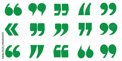 set of black quote icon line and flat style . Quote Icon Object , discussion dialog remark open and close quote sign , vector illustration