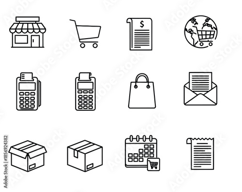Collection Of Shopping And Retail Icons For Business, E-Commerce, Logistics, And Office