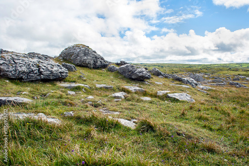 The Burren in County Clare West of Ireland. Part of this unique rock structure forms the Burren National Park Land