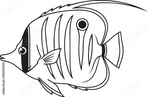 silhouette of clean vector of Butterflyfish isolated on white background