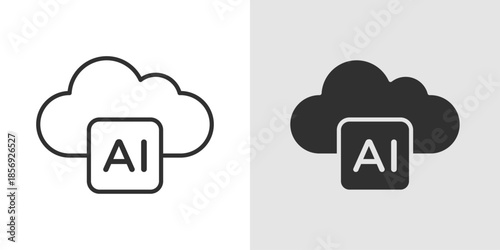 Cloud AI Chip Icon showing a microchip integrated with a cloud and circuit lines, representing cloud-based artificial intelligence, data processing, and smart computing.