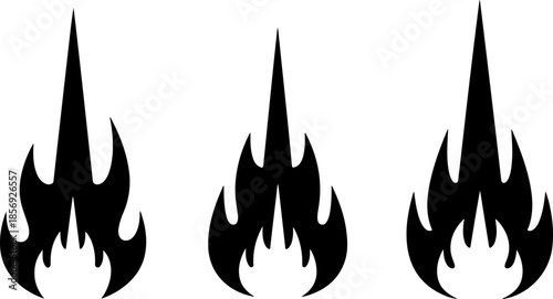 Stylized Flame and Fire Icon Set Vector Collection