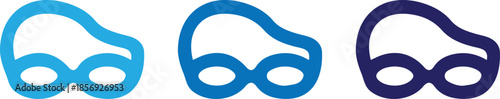 swimming glasses three bule icon set vector illustration style eye glasses vector 
