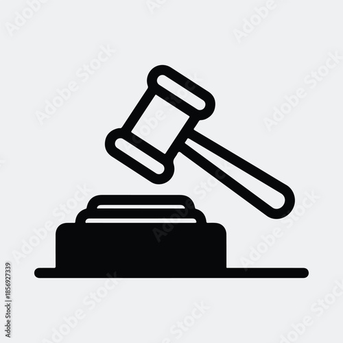 Silhouette judge gavel striking sound block legal justice concept vector illustration