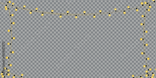 Warm yellow string light frame border  for festive decoration design