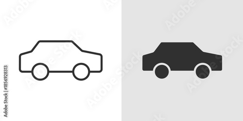 Car Icon showing a simple vehicle silhouette, representing transportation, automotive, travel, and mobility.