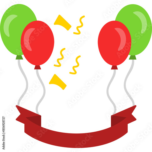 Party Balloons with Banner Icon