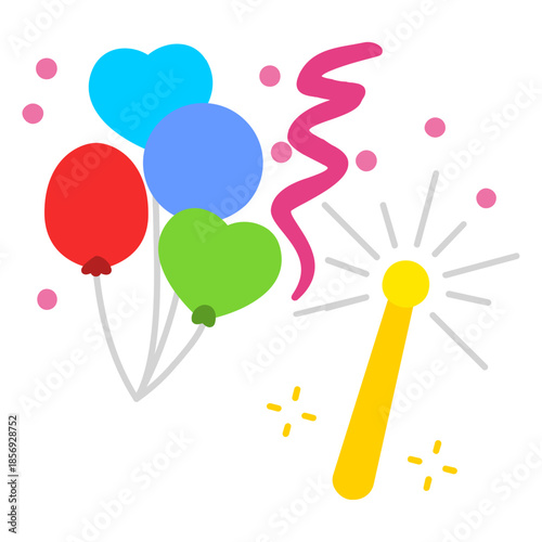 Firework Celebration with Balloons Icon