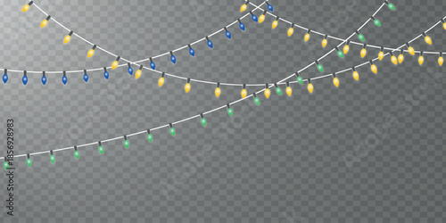 Multicolor festive string lights hanging decoration  for holiday banner