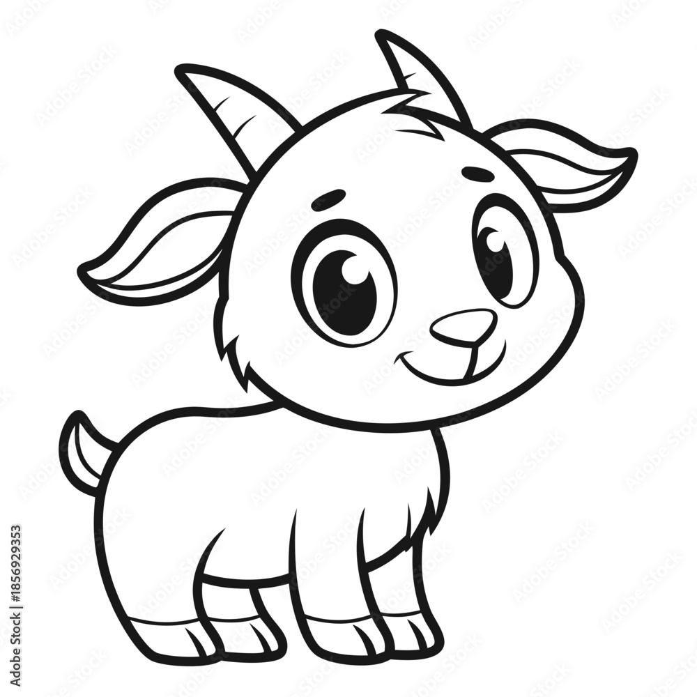 Obraz premium Cute Goat Illustration: A charming illustration captures the playful spirit of a young goat. With its adorable features and cheerful expression, it embodies innocence and the simple joys of nature.