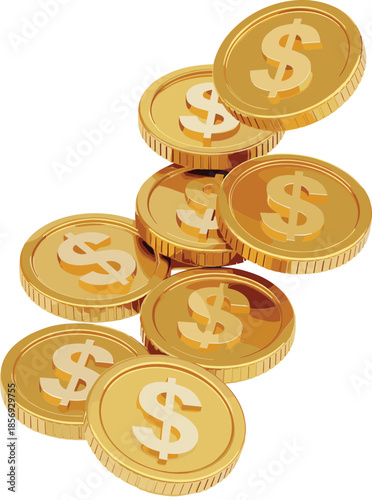 Stack of gold coins with dollar symbol finance wealth investment money savings illustration isolated