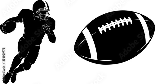 American Football Action Silhouette Icon Set